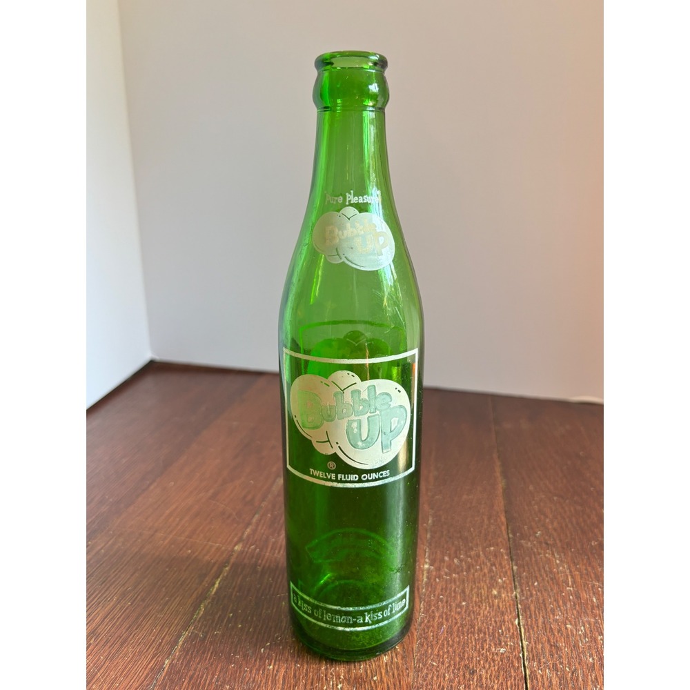 Vintage Bubble Up Soda Bottle Green Glass 12oz Coca-Cola Bottling Co ACL Label
